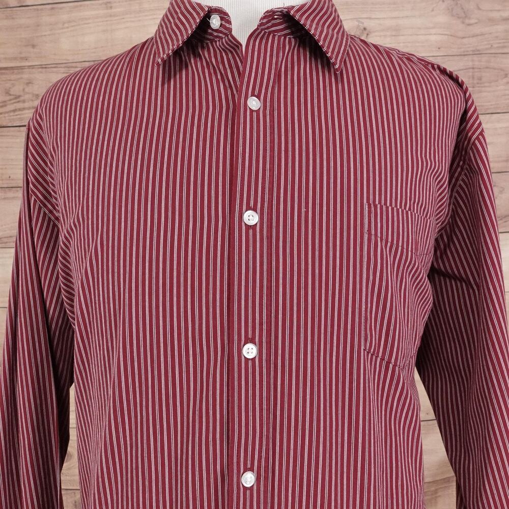 Croft & Barrow Shirt Mens 2XL Red Stripe Long‎ Sleeve Button Up Easy Care Casual